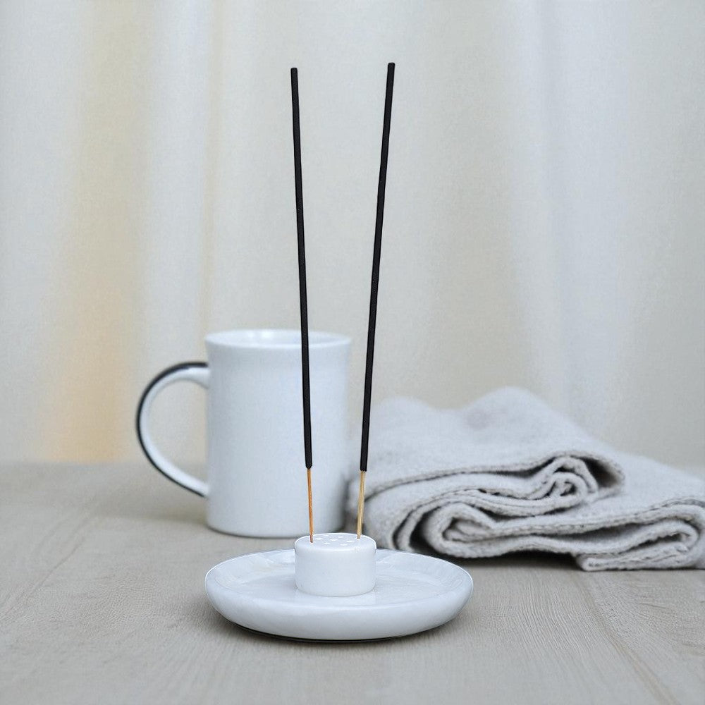 Marble Serenity Incense Holder White
