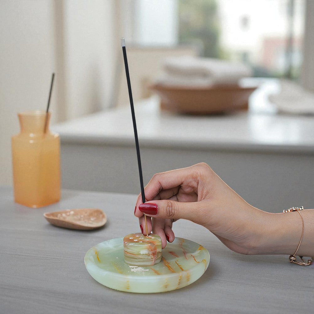 Marble Serenity Incense Holder Green