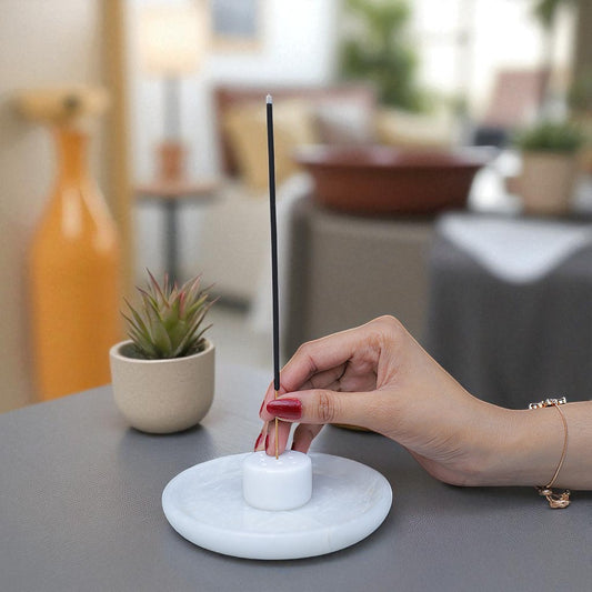 Marble Serenity Incense Holder White