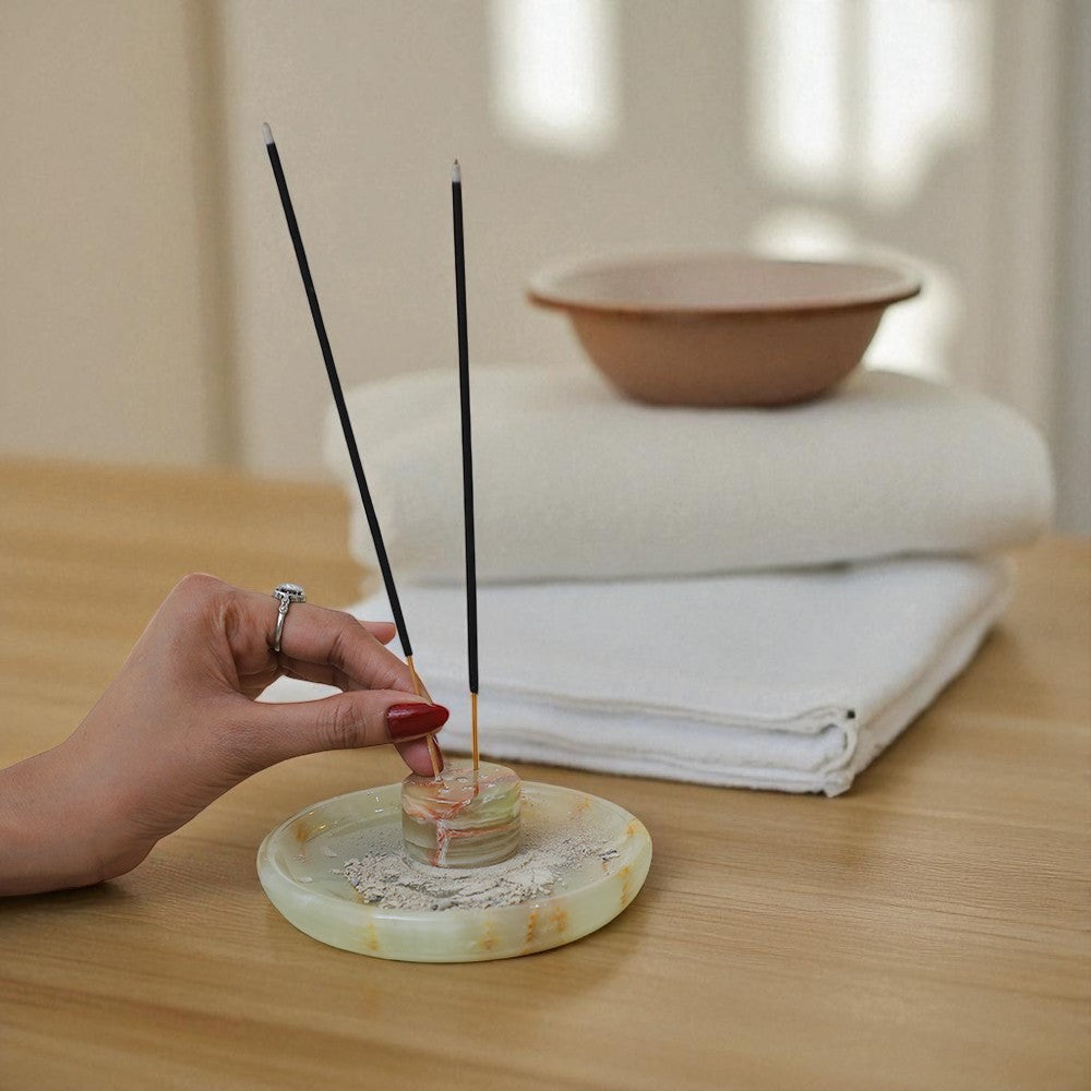 Marble Serenity Incense Holder Green