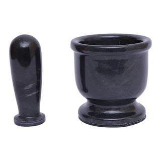 black marble pestle and mortar