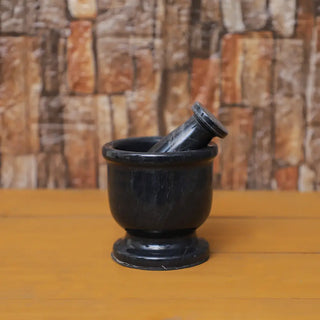 4 Inch Black Marble Mortar And Pestle