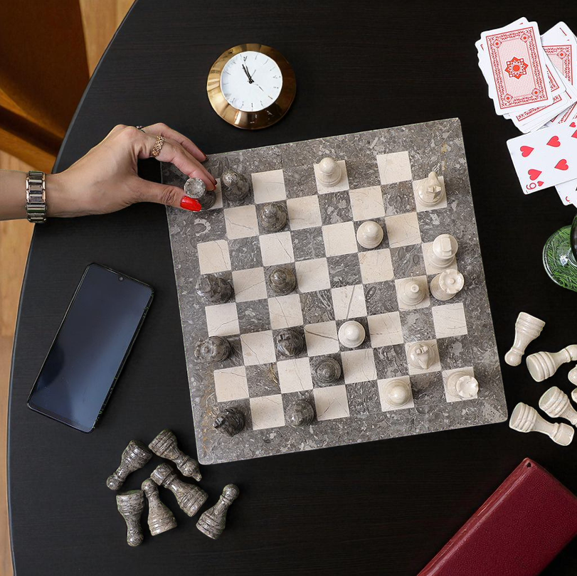 Marble Hives Luxury Handmade Marble Chess Set – Oceanic and Verona