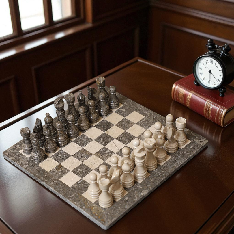 Marble Hives Luxury Handmade Marble Chess Set – Oceanic and Verona