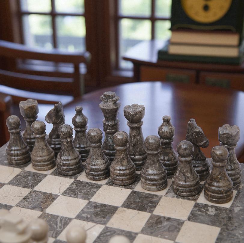 Marble Hives Luxury Handmade Marble Chess Set – Oceanic and Verona