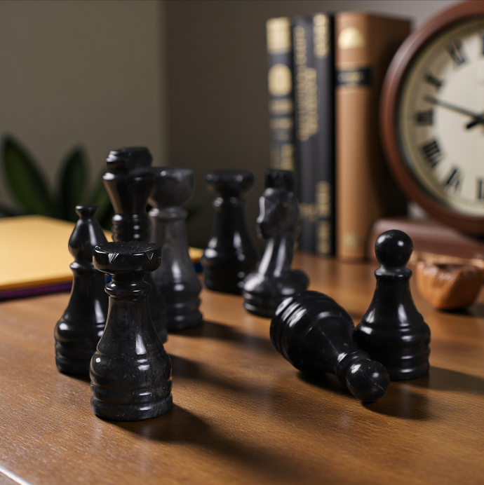 Marble Hives Luxury Handmade Marble Chess Set – Black and Golden