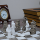 Marble Hives Luxury Handmade Marble Chess Set – White & Oceanic 12 x 12 inches