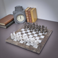 Marble Hives Luxury Handmade Marble Chess Set – White & Oceanic 12 x 12 inches