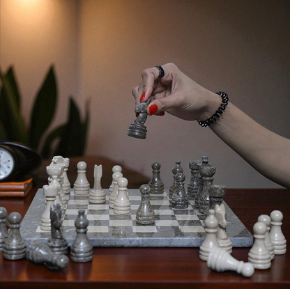Marble Hives Luxury Handmade Marble Chess Set – Oceanic and Verona