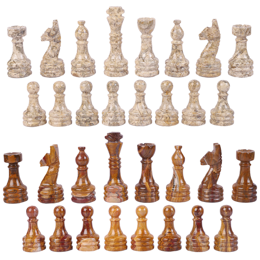 Coral & Brown Chess Figures