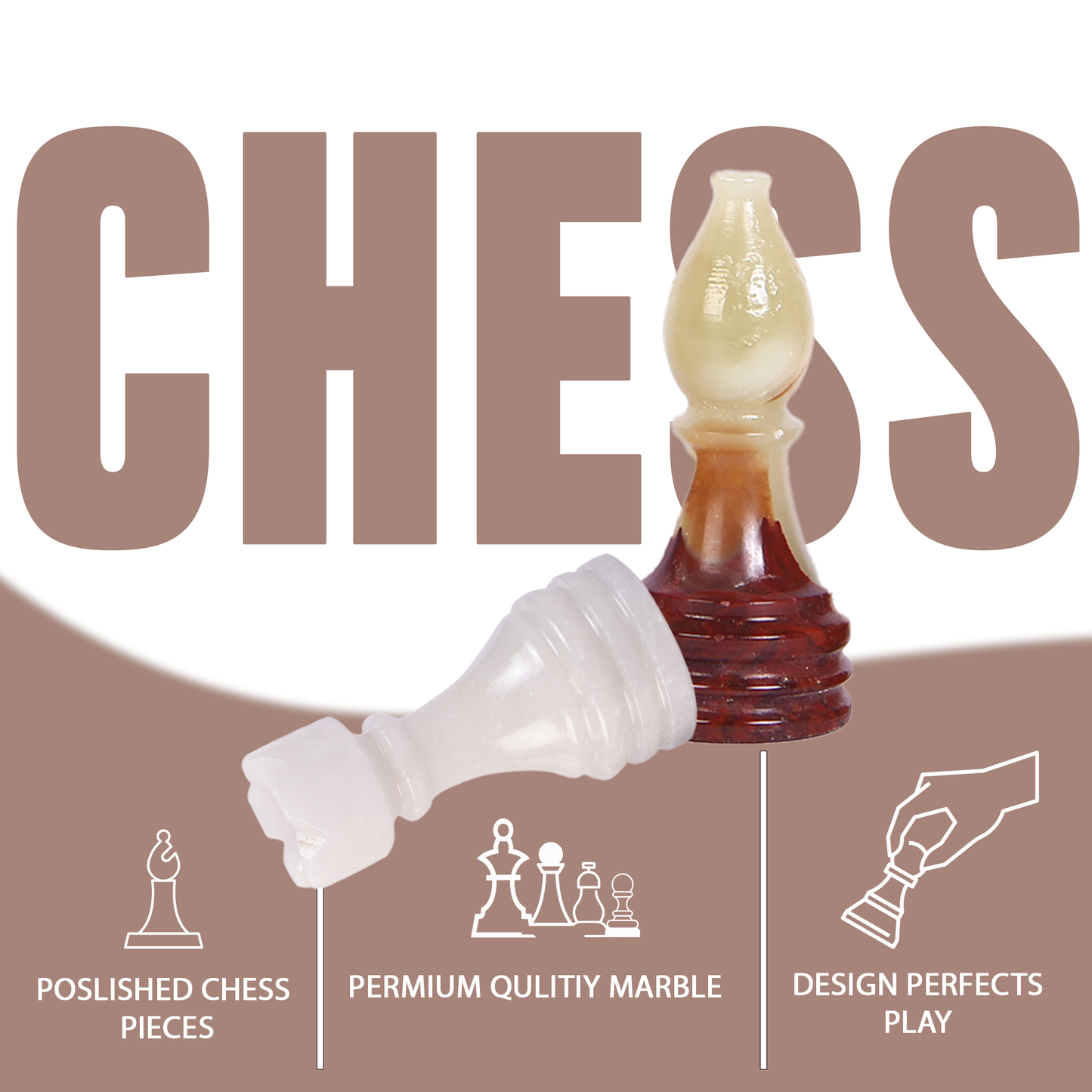 Marble Hives Luxury Handmade Marble Chess Set –  White and Green