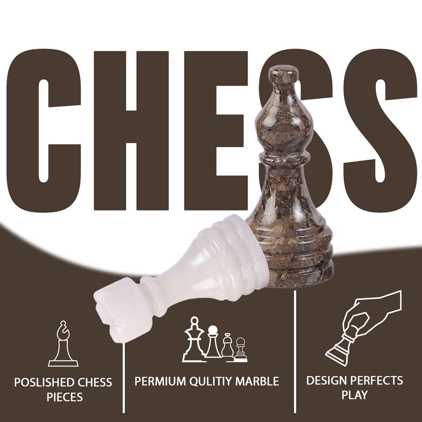 Marble Hives Luxury Handmade Marble Chess Set – Oceanic & White
