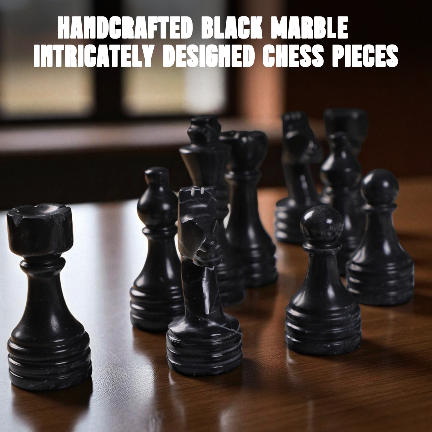 Marble Hives Luxury Handmade Marble Chess Set – White and Black