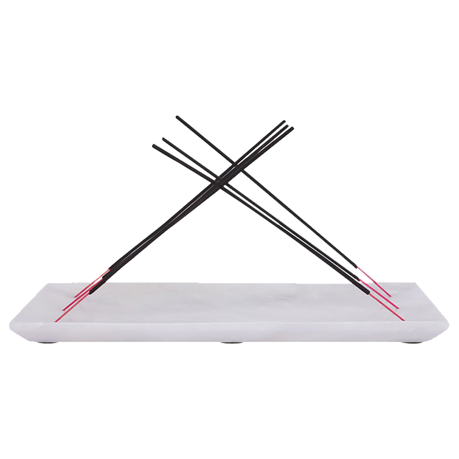 Marble Incense Holder, 9-Holes for Sticks, Incense Ash Catcher Tray, Natural Marble Aromatherapy Ornament, and Handmade Room Decor Meditation Accessories