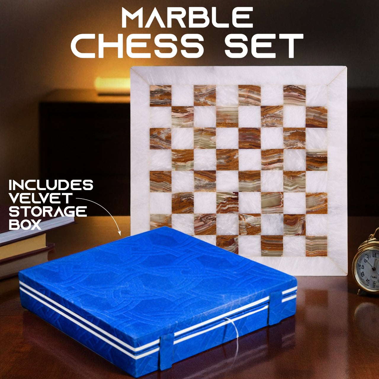 Marble Hives Luxury Handmade Marble Chess Set –  White and Green