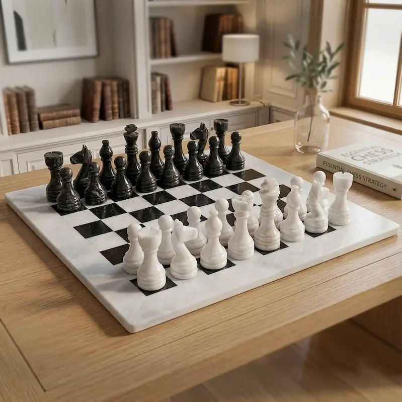  White and Black Handmade Luxury White Black Chess Set