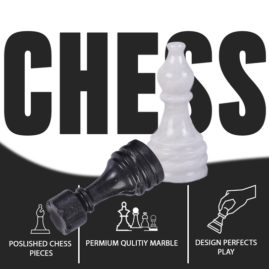 Marble Hives Luxury Handmade Marble Chess Set – White and Black