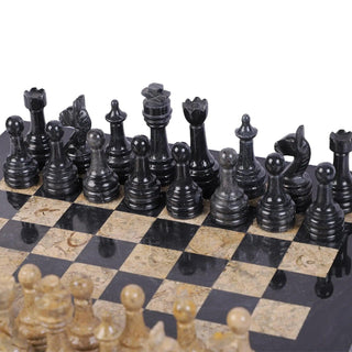 black and fossil chess set