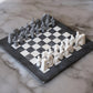 black and white matt antique marble chess set