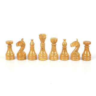 12 Inch Black and Golden Fancy Marble Chess Set