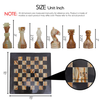 green onyx chess set dimension