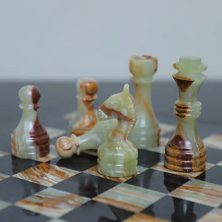 fancy onyx green chess pieces