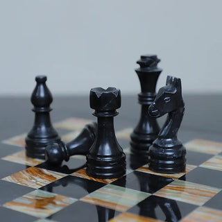 fancy black chess pieces