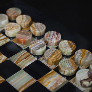 green onyx checkers pieces