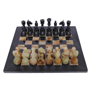 black and onyx green marble chess set