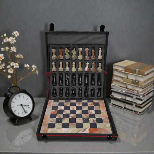 15 Inch Green & Black Marble Chess Set