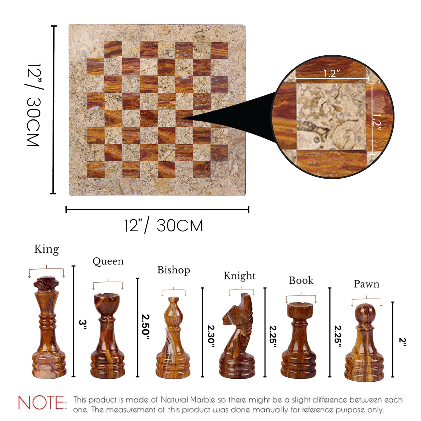 Marble Hives Luxury Handmade Marble Chess Set – Brown and Coral