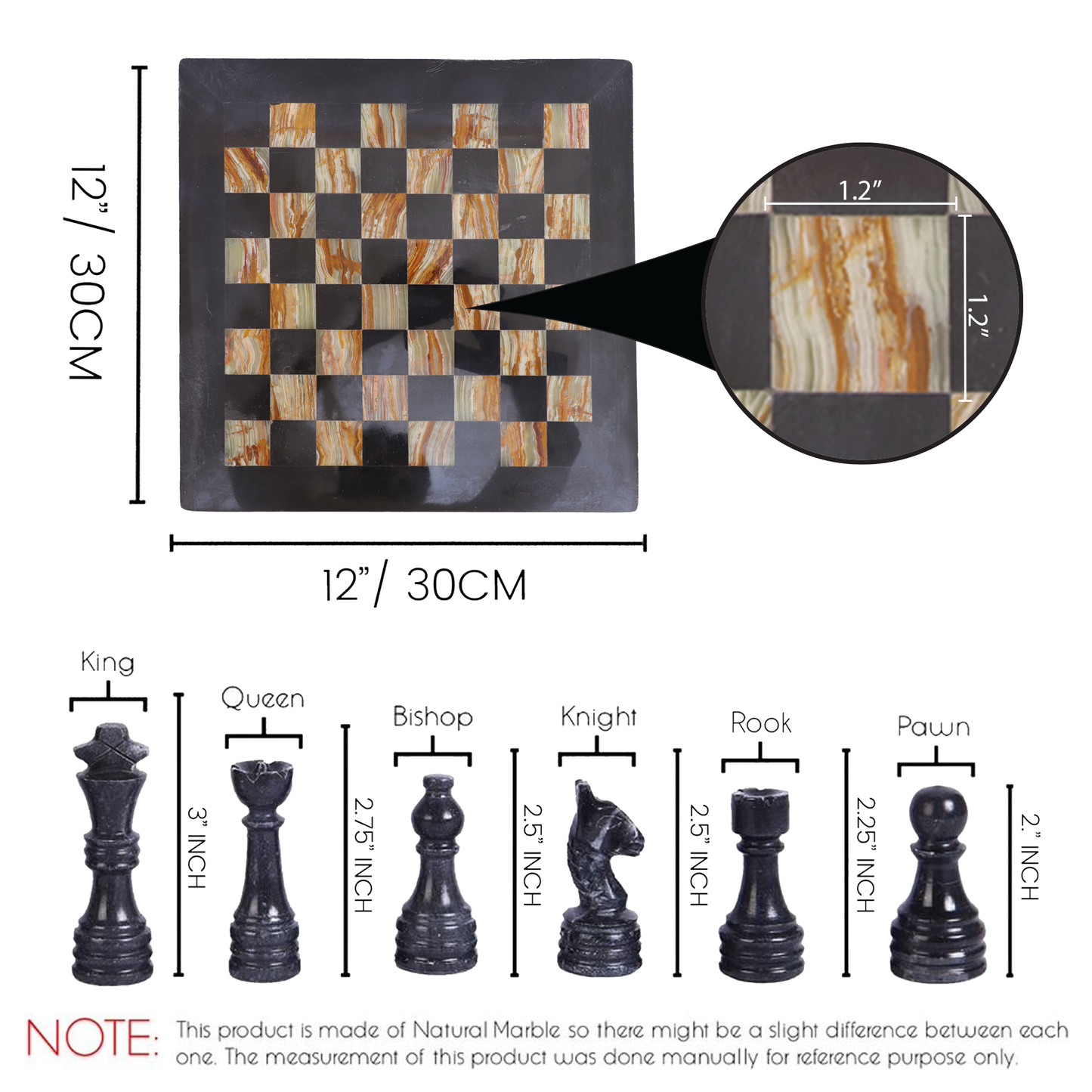 Marble Hives Luxury Handmade Marble Chess Set –Green & Black