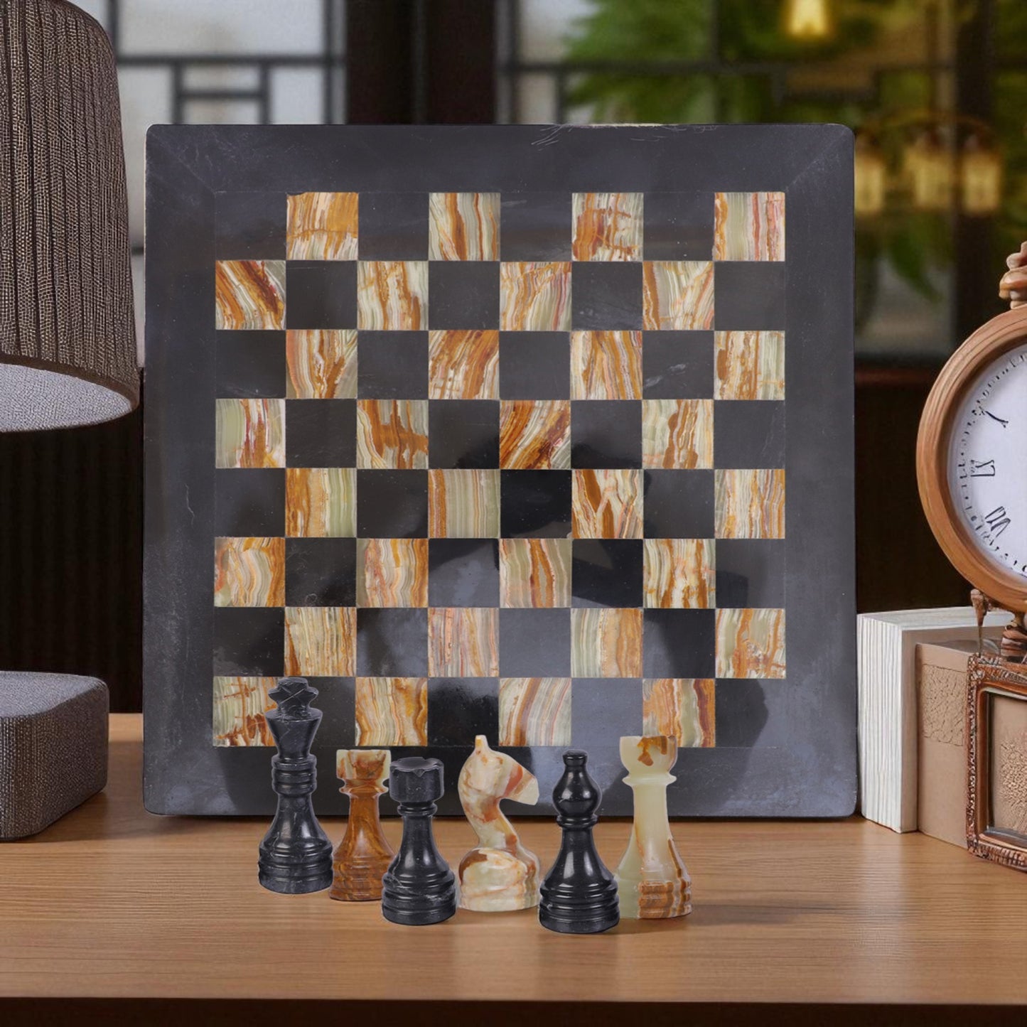 Marble Hives Luxury Handmade Marble Chess Set –Green & Black