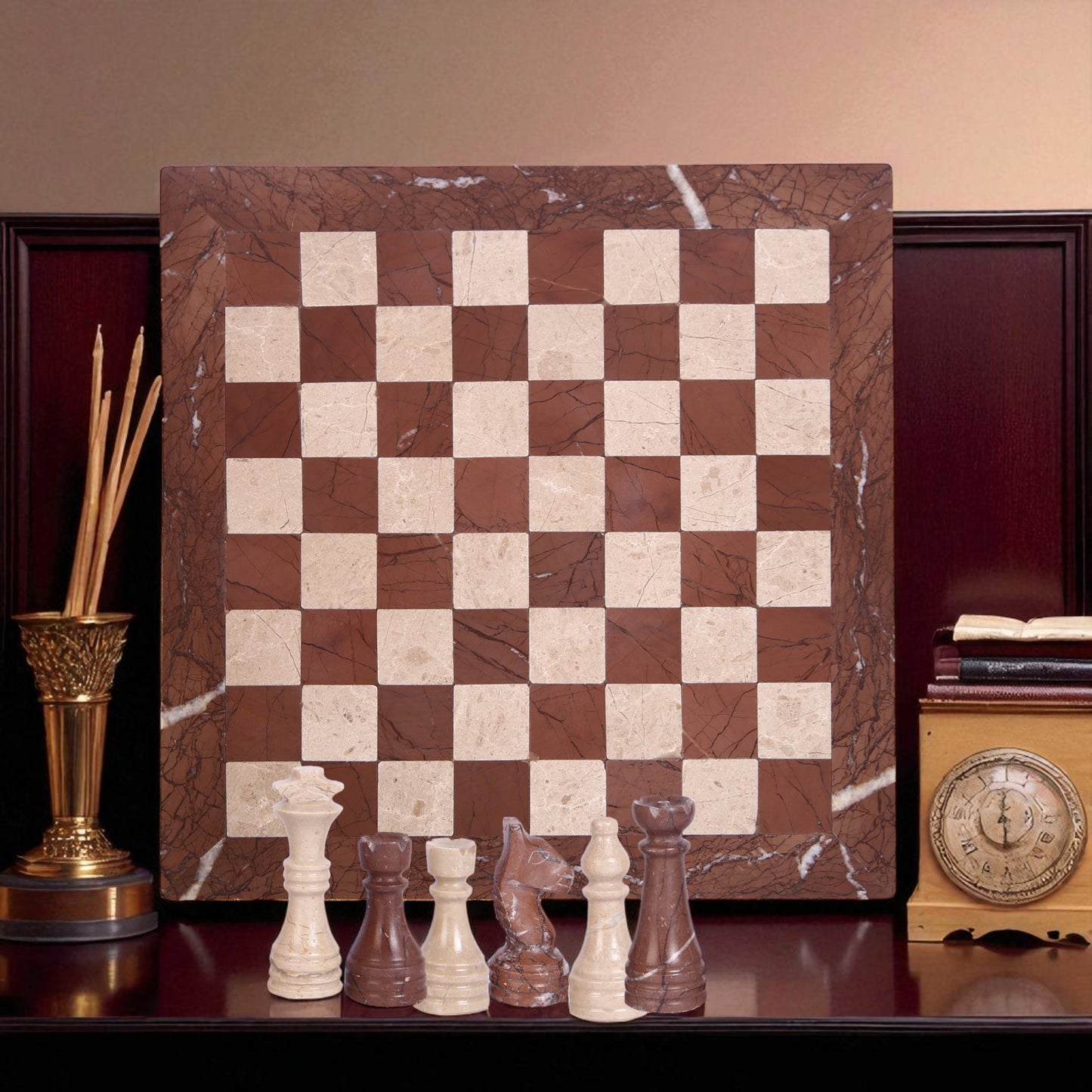 Marble Hives Luxury Handmade Marble Chess Set – Marina & Beige