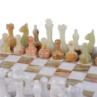 Green and White Marble Chess Set with FREE Checkers