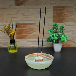 Incense holder bowl onyx green