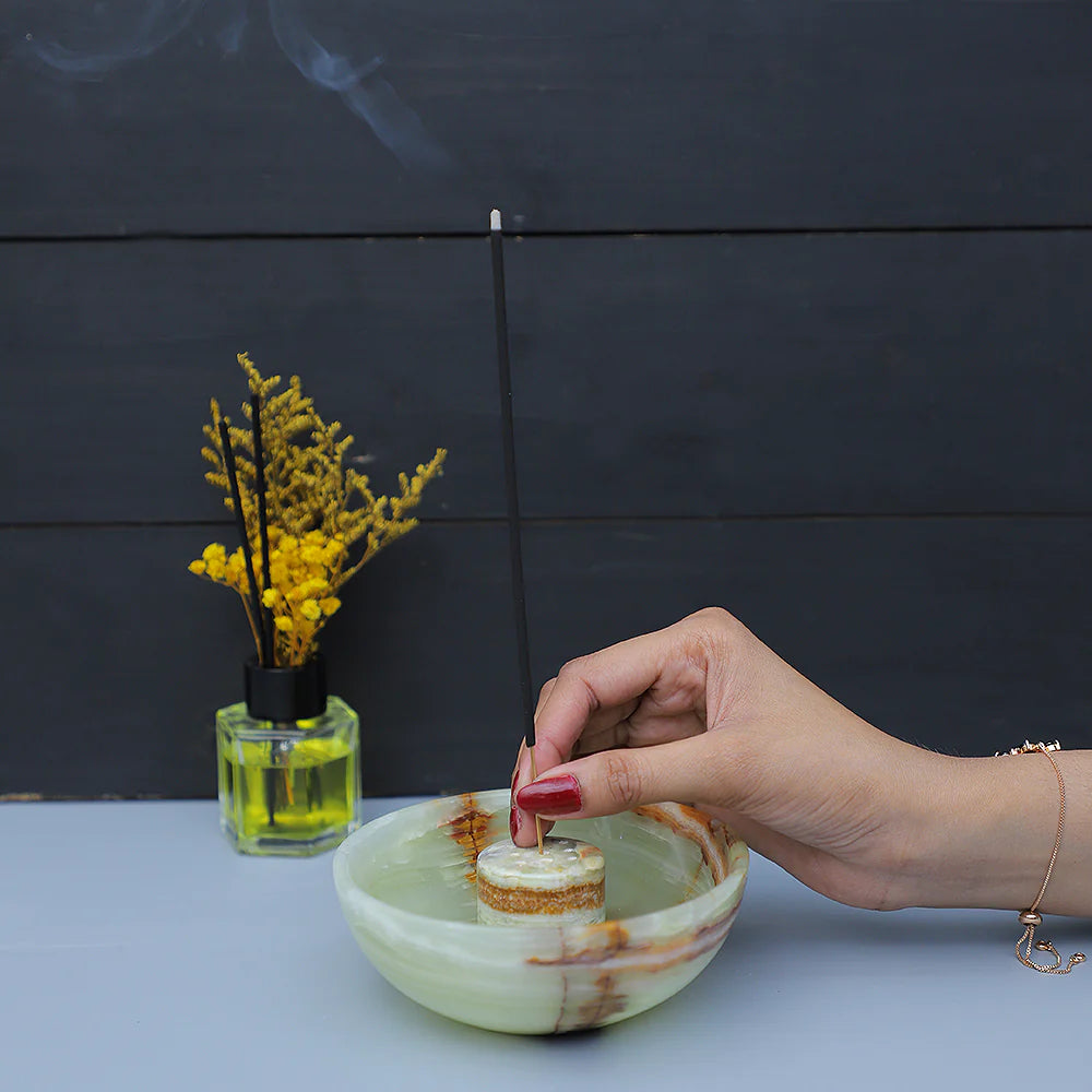 Onyx Green Incense Holder Bowl
