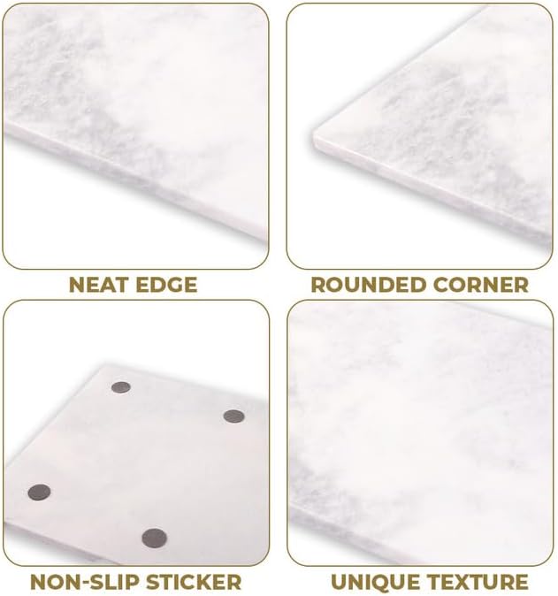 Marble Cutting Board Marble with Rubberized Feet- Marble Cutting Boards For Kitchen- Marble Pastry Board - Marble Slab For Table Top