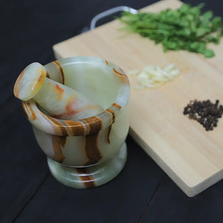 4 Inch Onyx Green Marble Mortar And Pestle