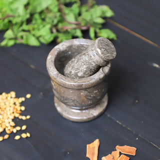2.5 inch Marble Oceanic Grey Mortar And Pestle