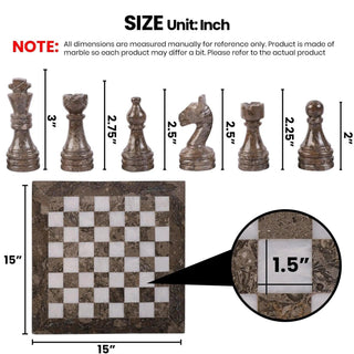 size of marble chess set