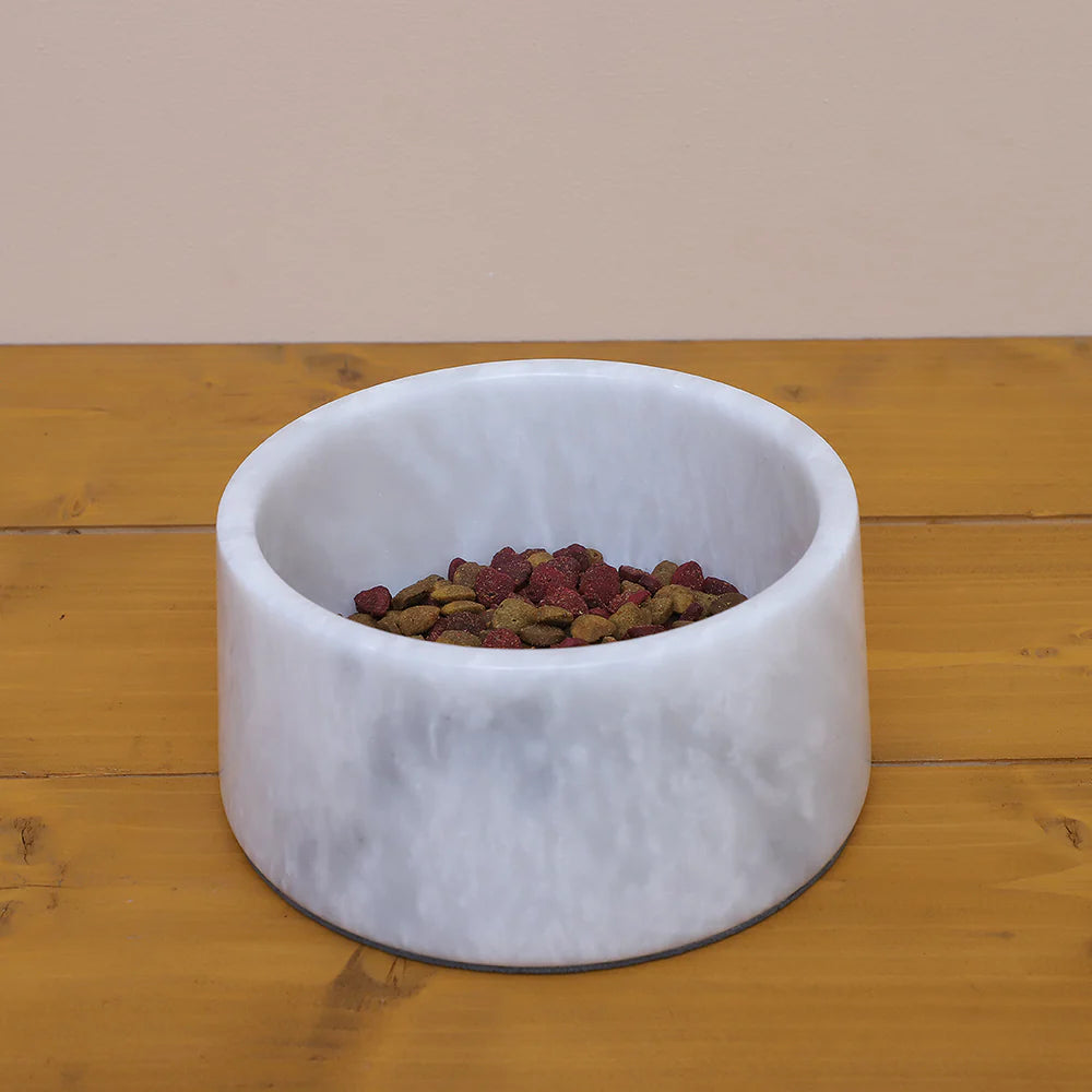 White Marble Pet Bowl