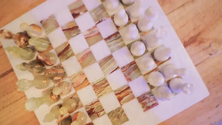 Green and White Marble Chess Set with FREE Checkers