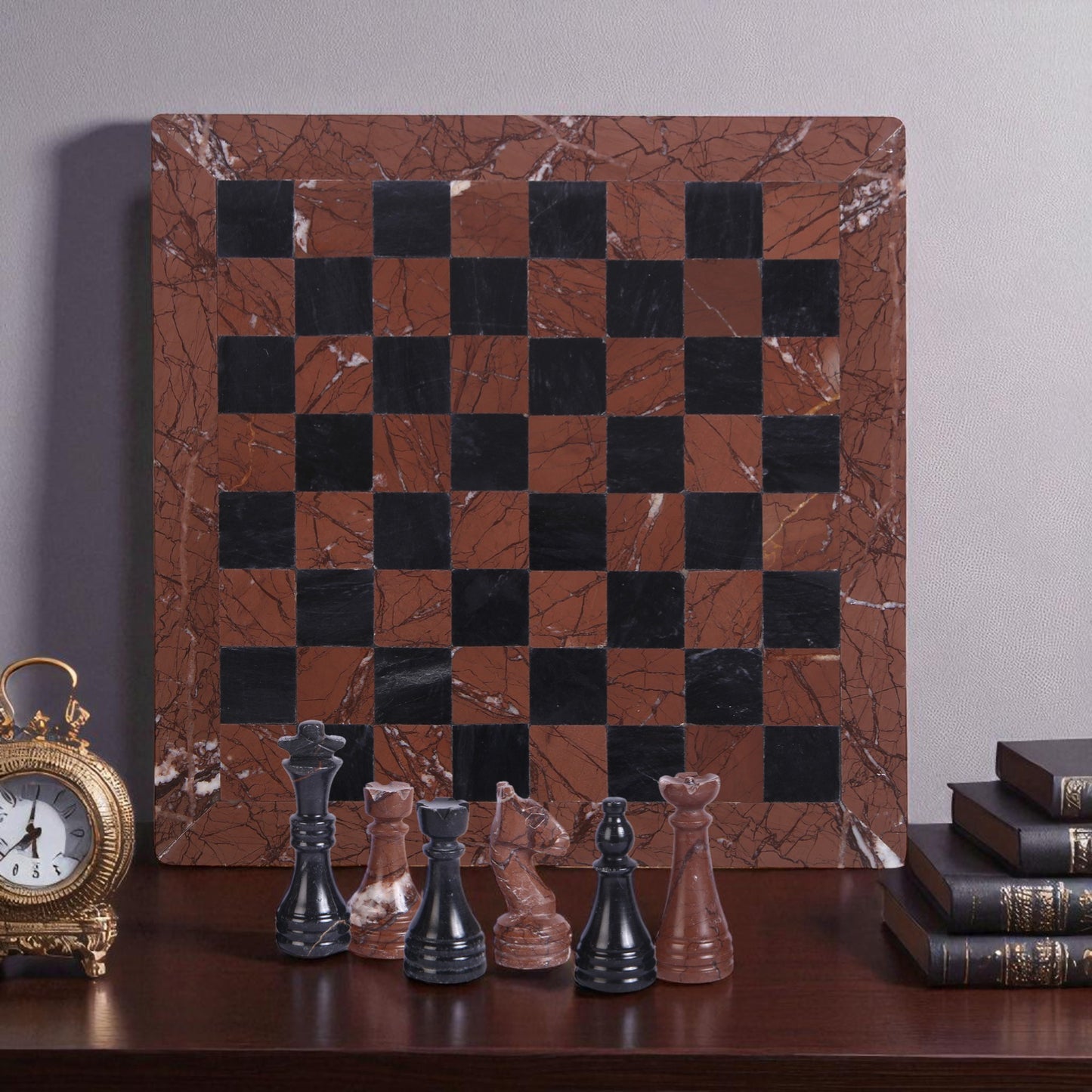 Marble Hives Luxury Handmade Marble Chess Set -Marina and Black -10 Inch