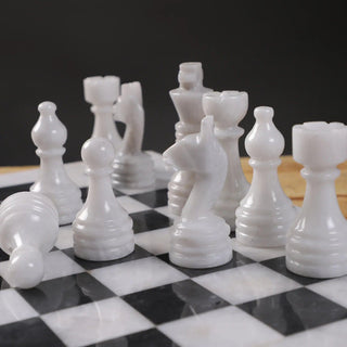 White and Black Marble Chess Set