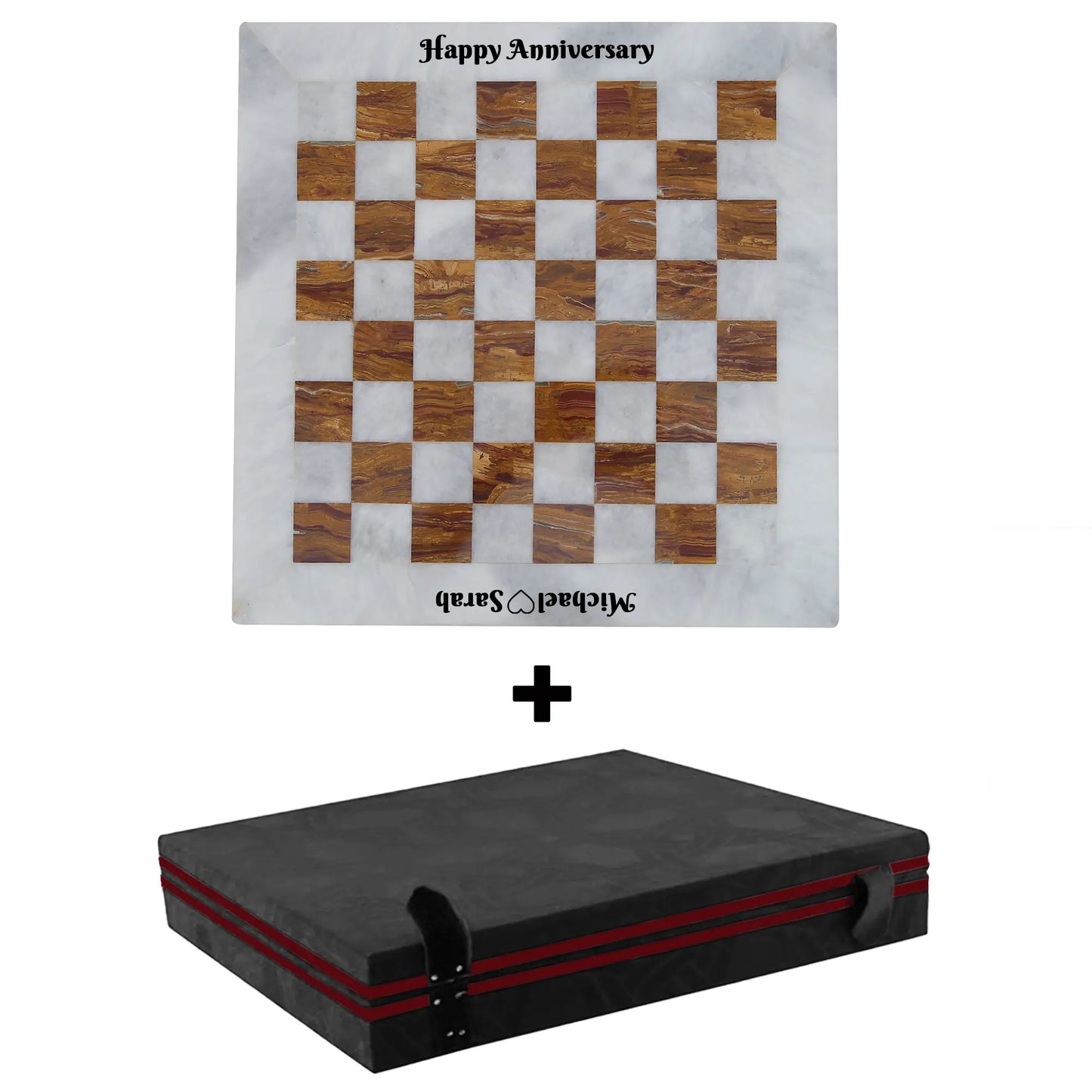 white brown personalized chess with gift box