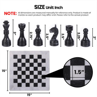 Inch White and Black Fancy Chess Set